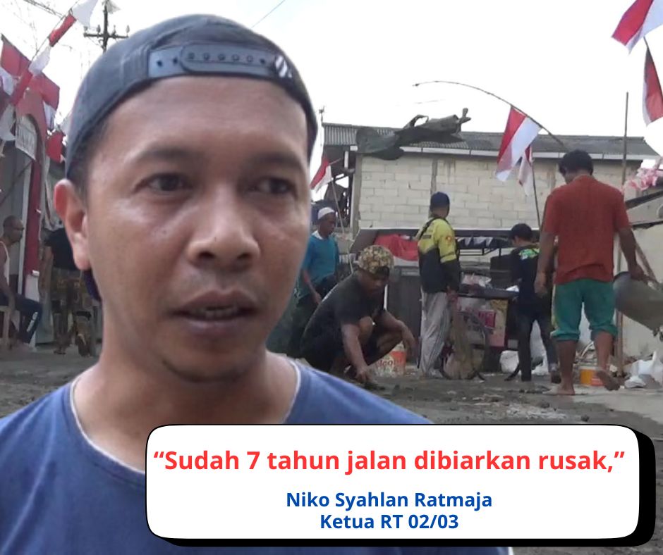 7 Tahun Dibiarkan Rusak, Warga Nanggeleng Gotong Royong Perbaiki Jalan Sikib