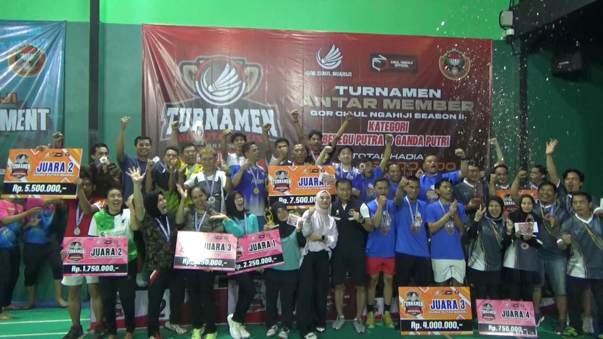 Turnamen Bulutangkis Antar Member GOR Ciaul Ngahiji, Total Hadiah Capai Rp26 Juta