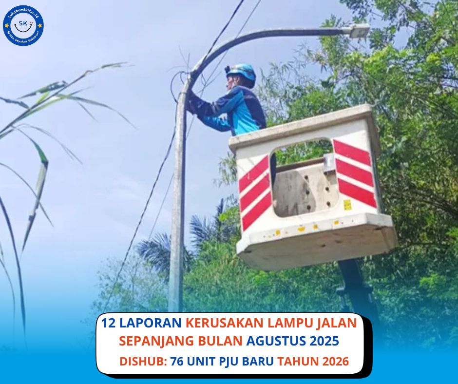 Dishub Kota Sukabumi Terima 41 Laporan PJU Rusak Sepanjang Agustus 2025